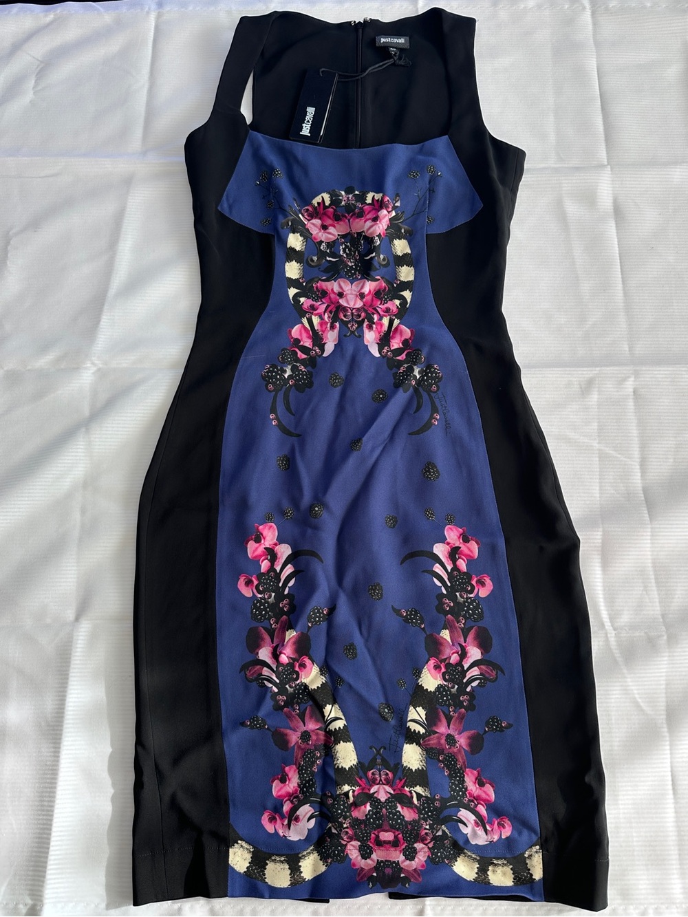Just Cavalli Snake Floral Bodycon mini/siren NWT Italian Archive Cocktail Dress